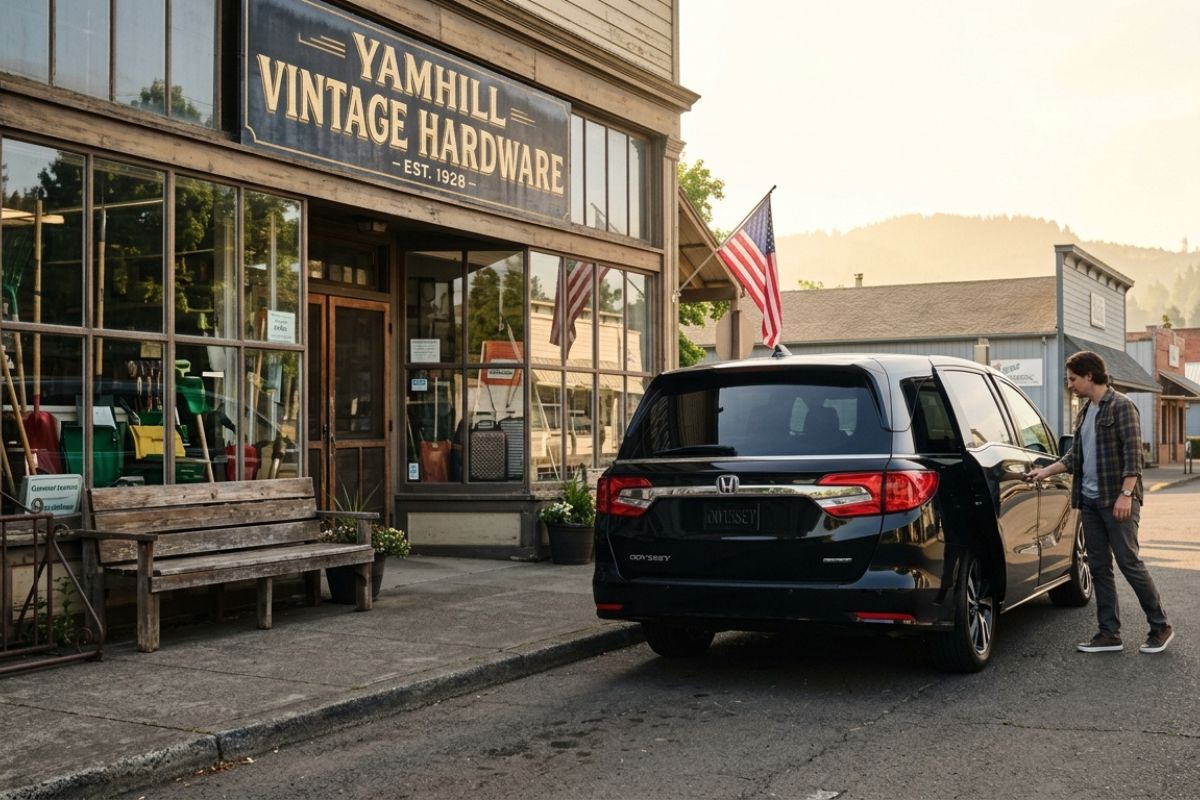 Airport shuttle vehicle in Mosier