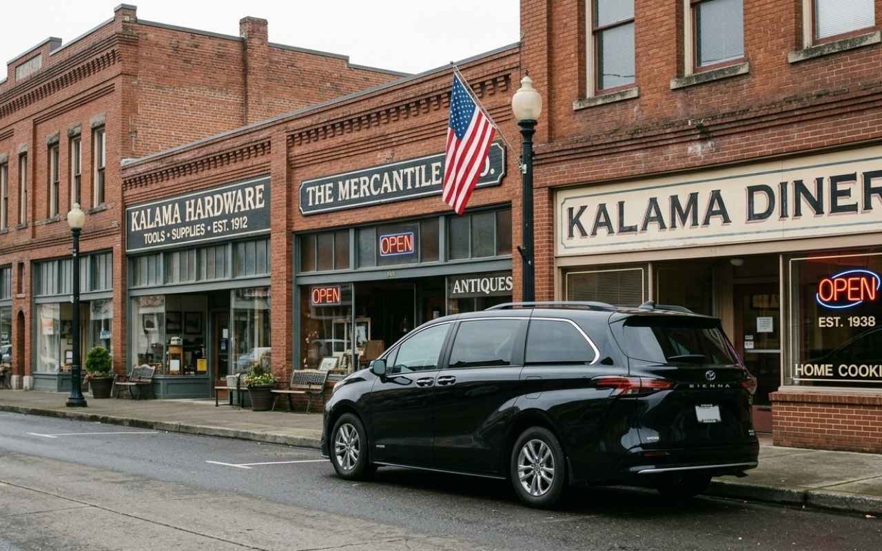Airport shuttle vehicle in Kalama