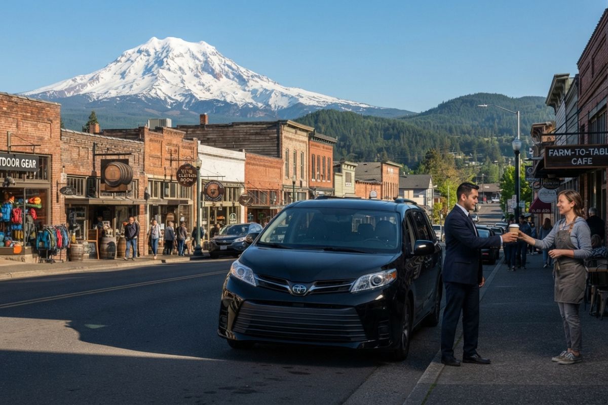 Airport shuttle vehicle in White Salmon