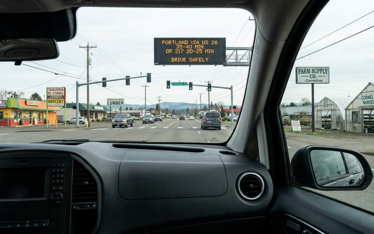 Route from Cornelius to PDX