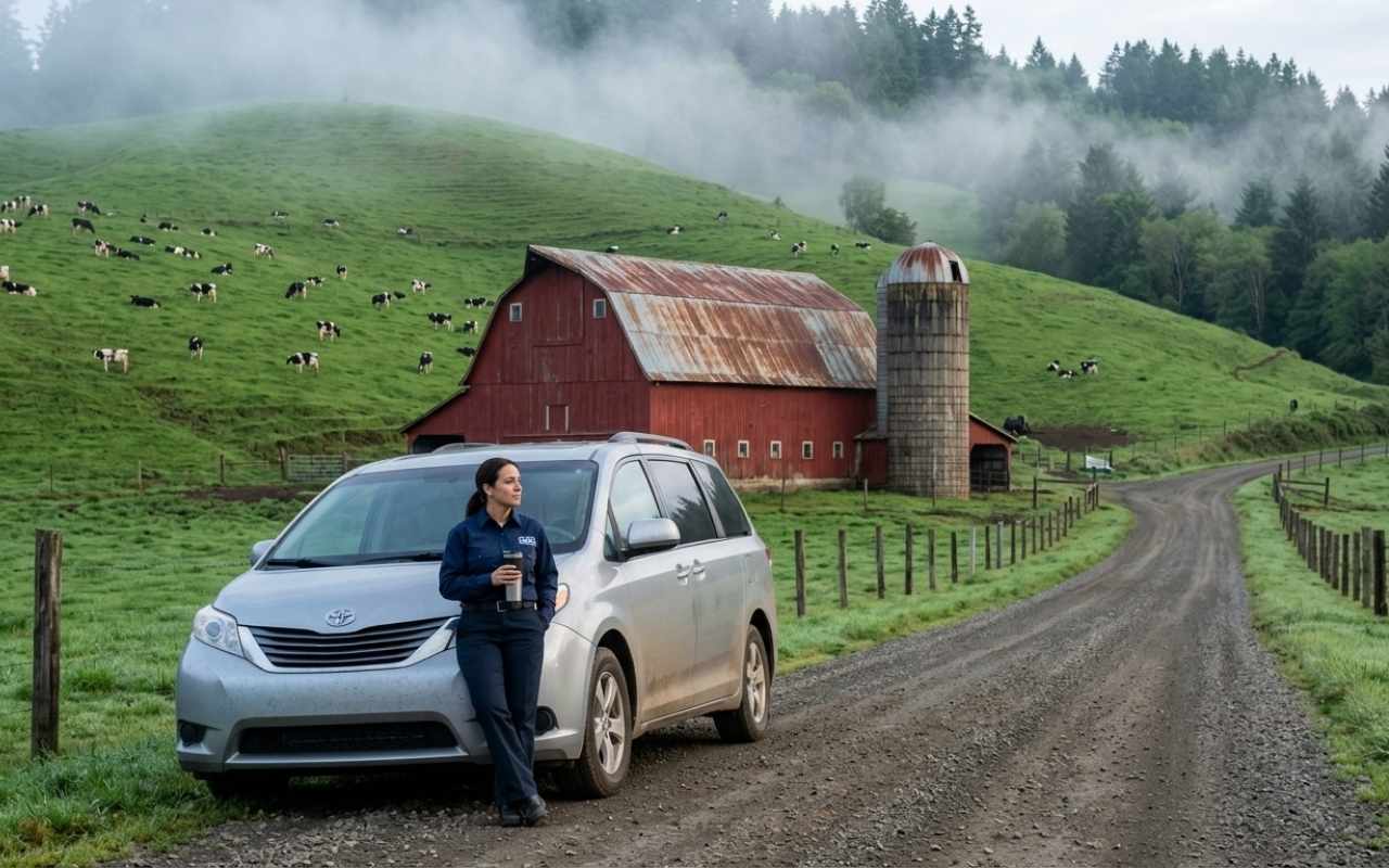 Airport shuttle vehicle in Grays River