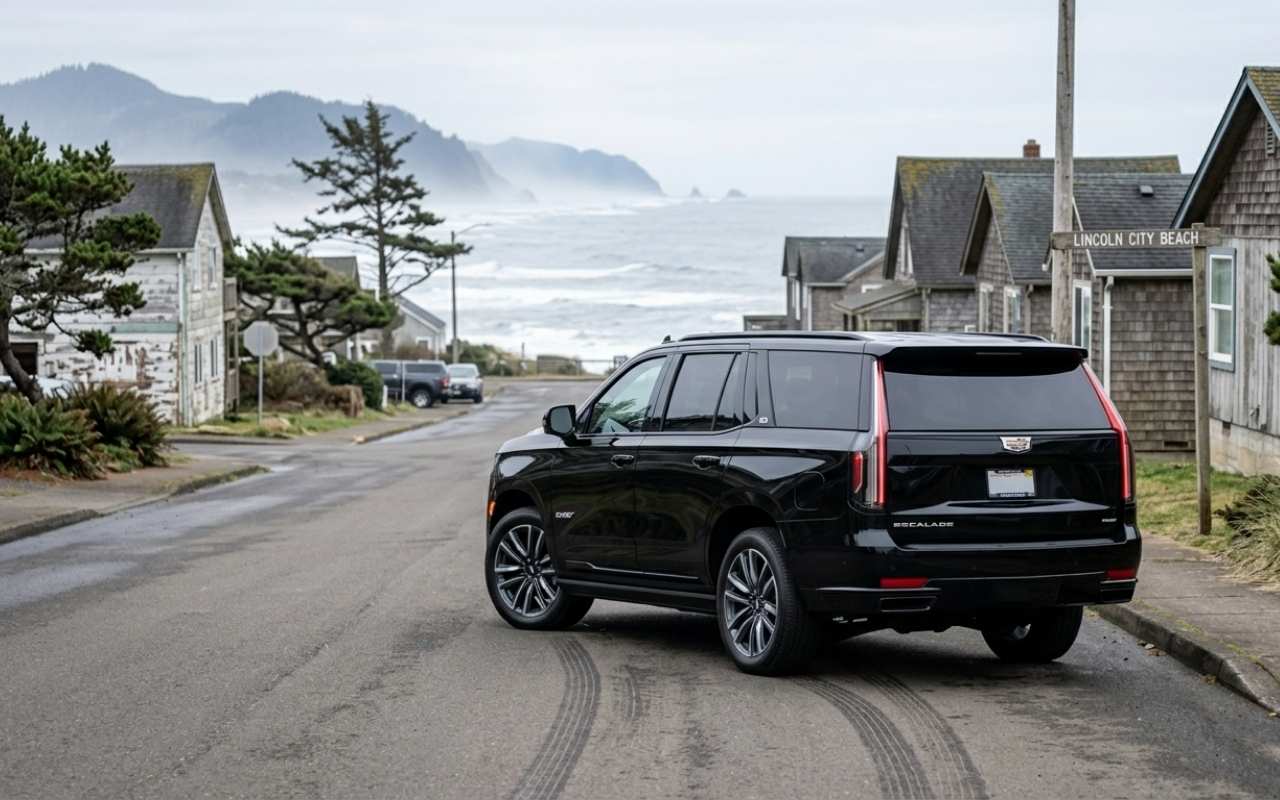 Airport shuttle vehicle in Lincoln City