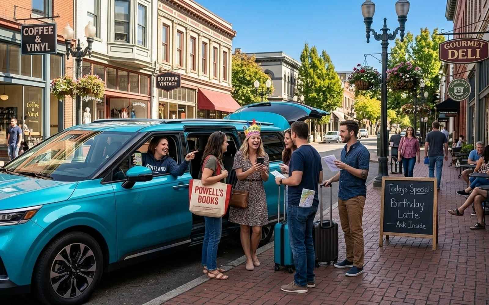 Tourists Celebrating in Portland