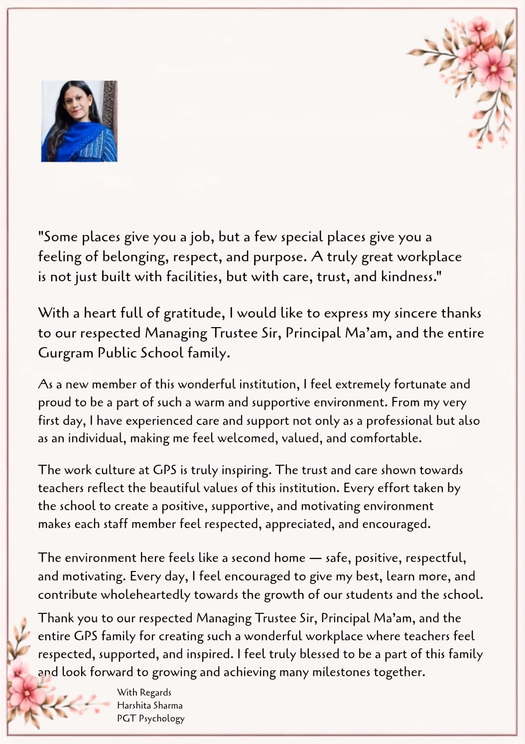 Staff Sentiments