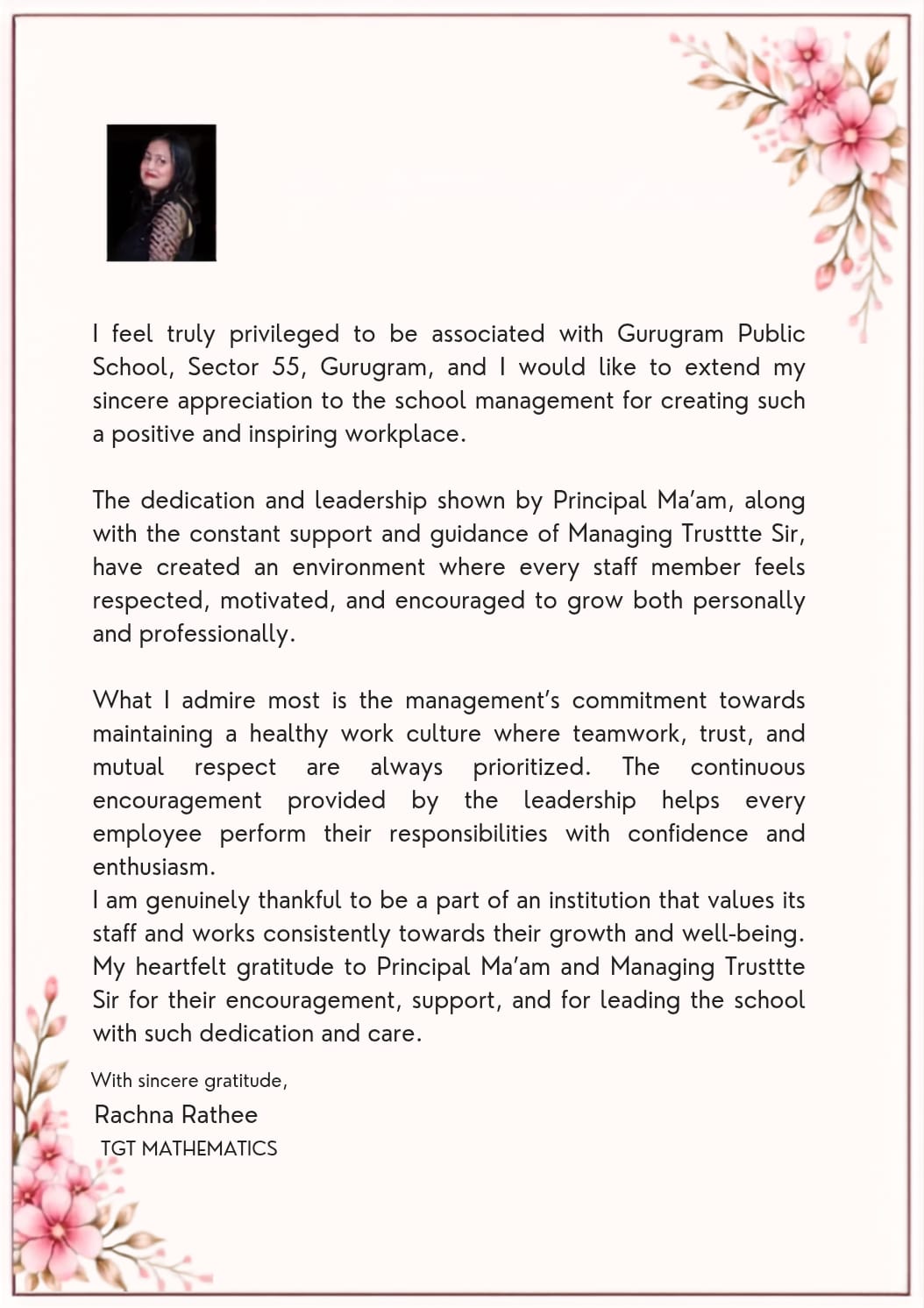 Staff Sentiments
